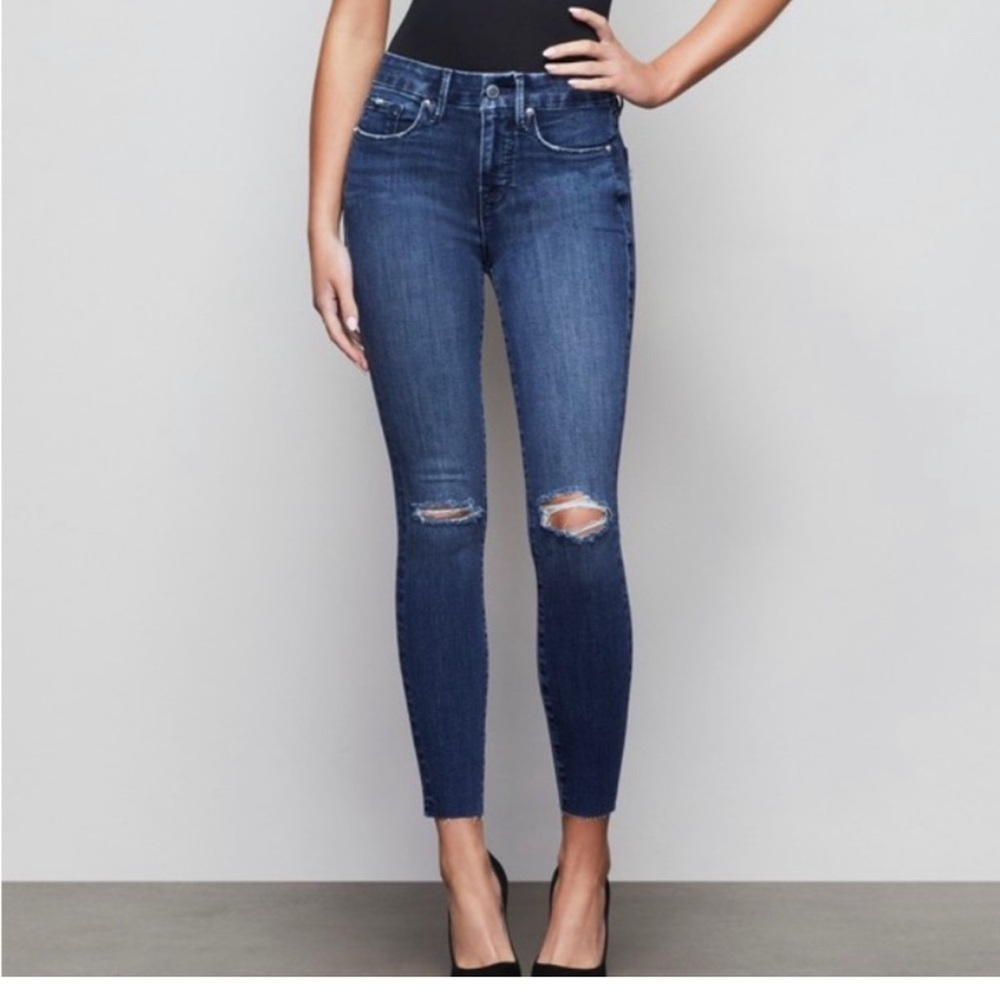 Good American - GOOD LEGS CROP RAW EDGE | BLUE432